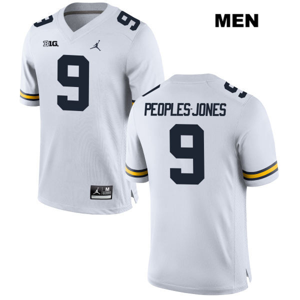 Men's NCAA Michigan Wolverines Donovan Peoples-Jones #9 White Jordan Brand Authentic Stitched Football College Jersey JH25U88ET